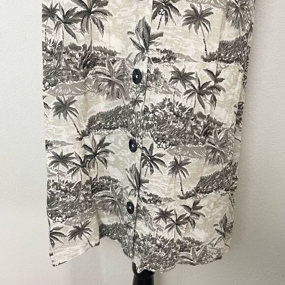 Volcom Gray & White Tropical Palm Tree Vacay Me Sleeveless Mini Dress XL NEW - Picture 6 of 13